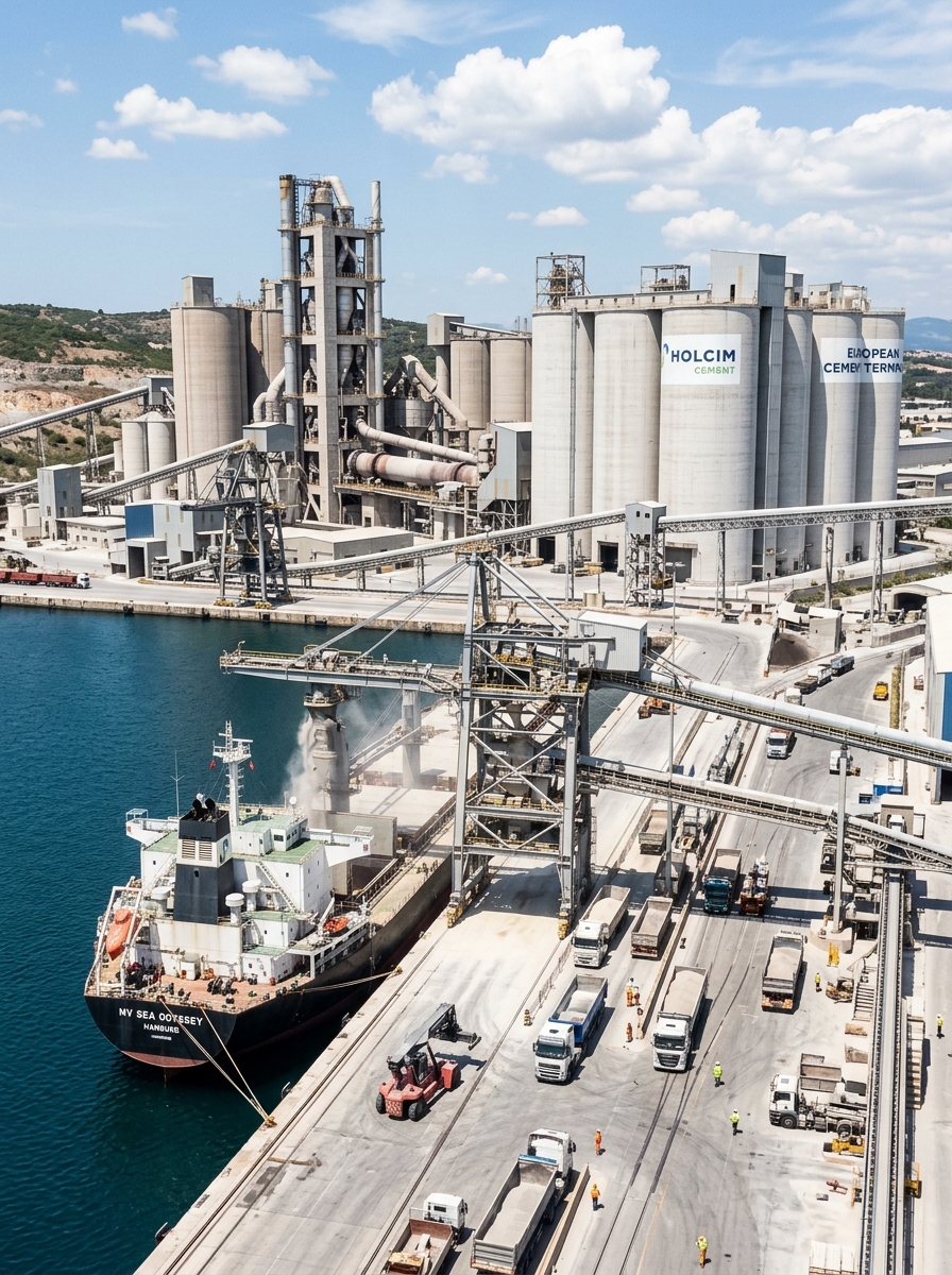Massive Modern Cement Plant & Marine Loading Terminal Silos