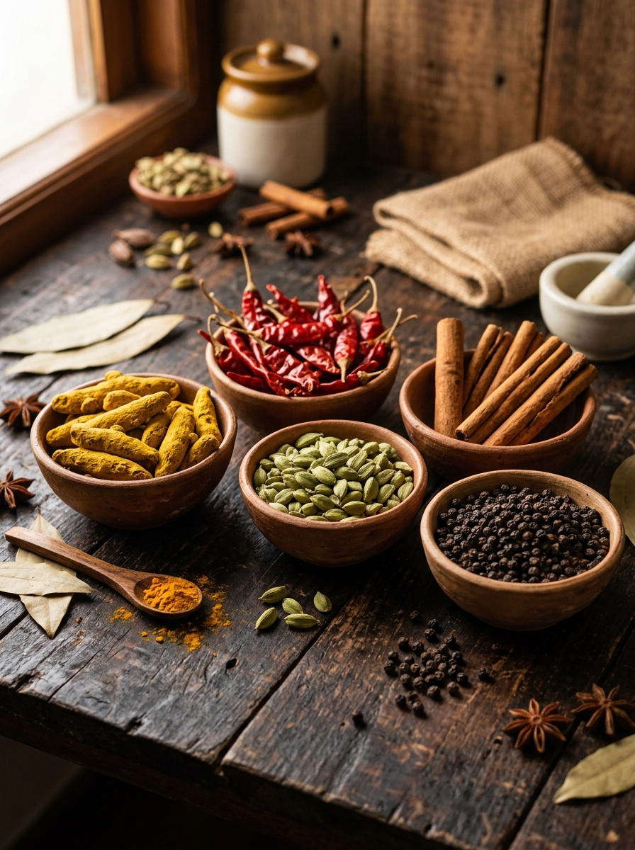 Turmeric, Cardamom, Cinnamon, Red Chili & Black Pepper